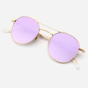 KREWE Orleans 24K Titanium+White Linen Sunglasses